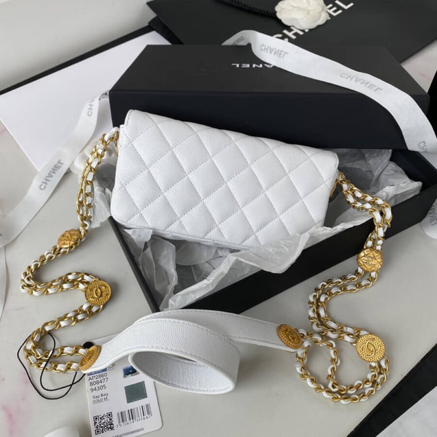 White Evening Bag​ Chanel Mini Flap High Quality Copy AP2860