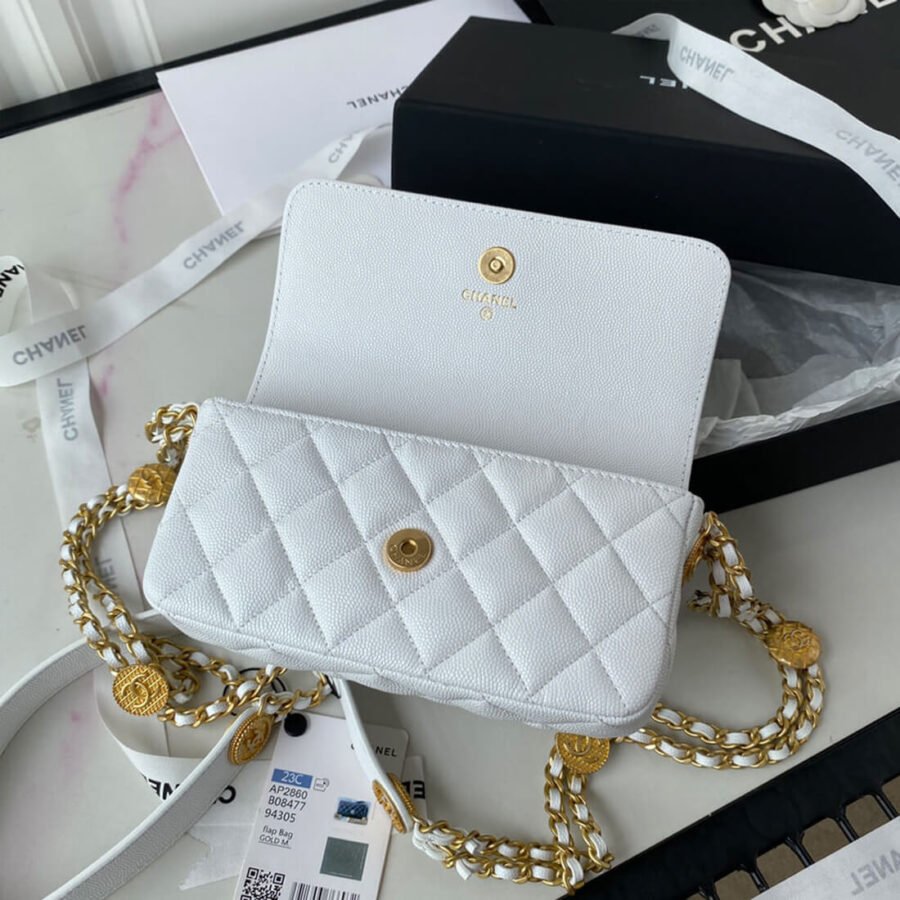 White Evening Bag​ Chanel Mini Flap High Quality Copy AP2860