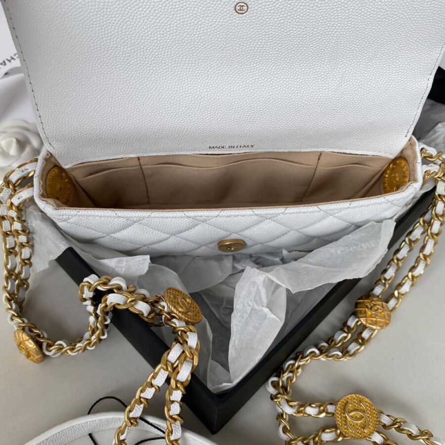 White Evening Bag​ Chanel Mini Flap High Quality Copy AP2860