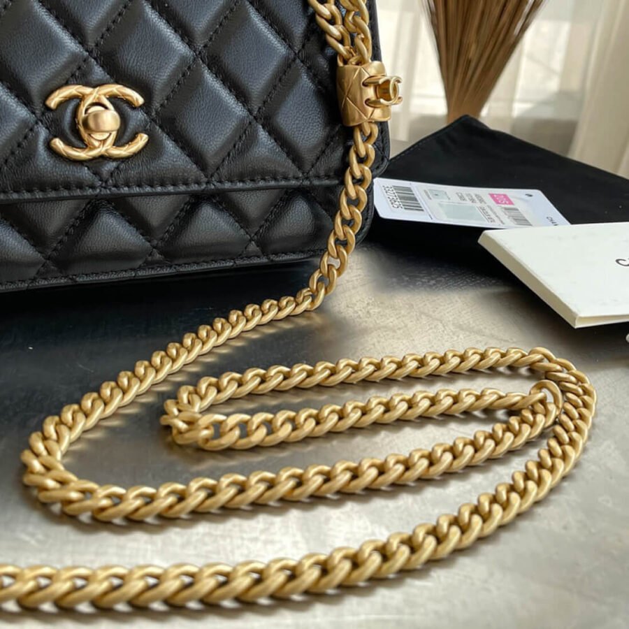 Chain Wallet​ Chanel Lambskin Burgundy Bag Best Copy AP3043