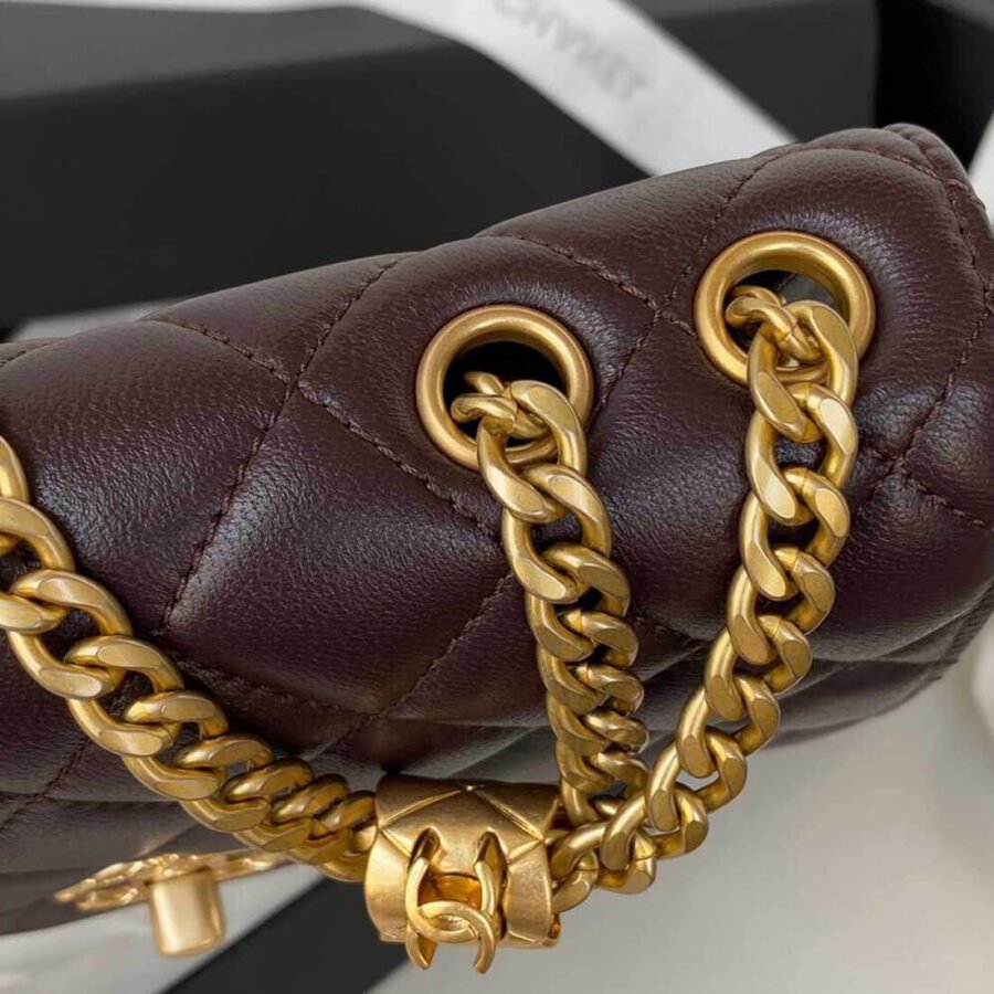 Wallet Chain​ Chanel Lambskin Burgundy Bag Best Copy AP3043