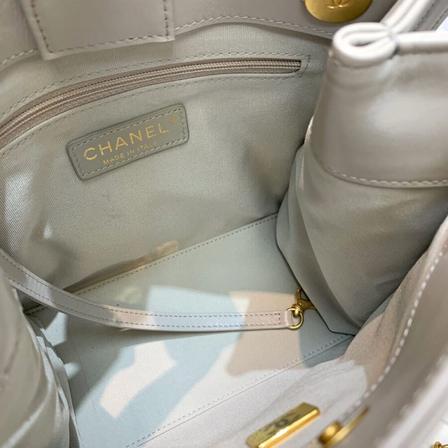 Chanel White Chain Shoulder Hand Shopping Bag AS2750